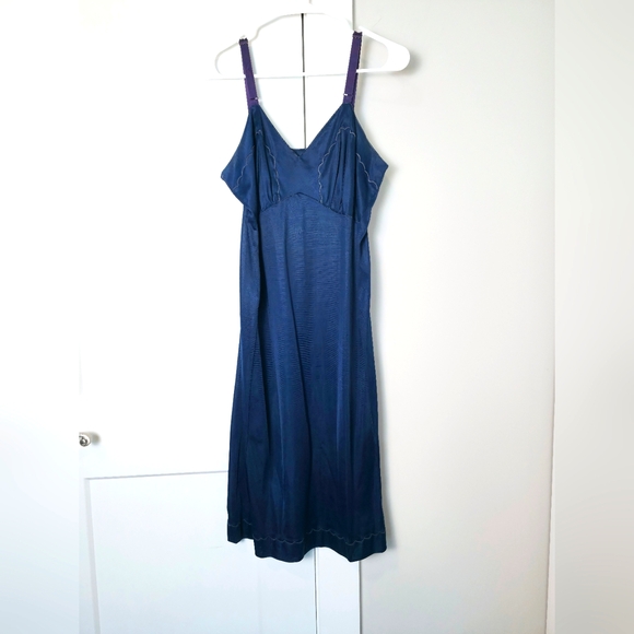 Movie Star Other - Movie Star Womens Vintage Lingerie Size 36 Navy Blue Sheer Babydoll Slip Dress